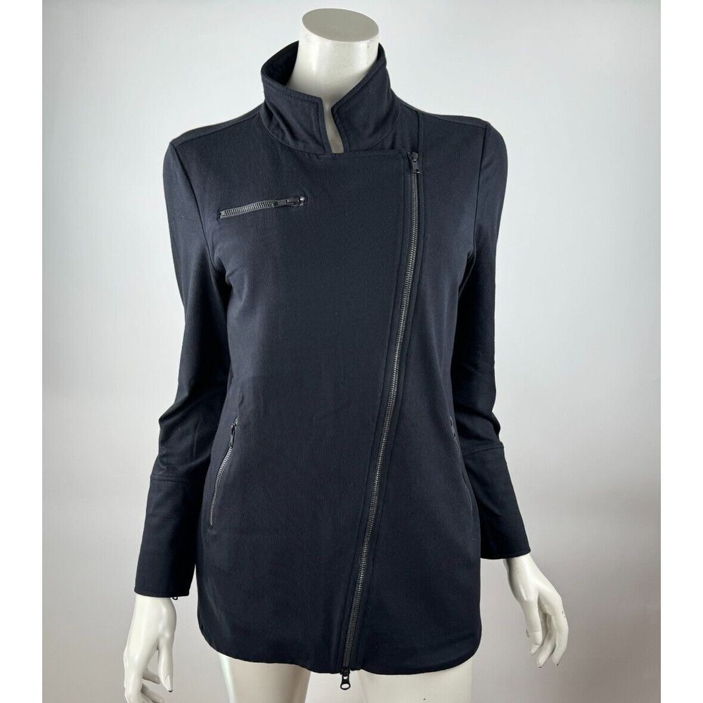 Eileen Fisher Organic‎ Cotton Moto Jacket Women S Long Sleeve Full Zip Pockets